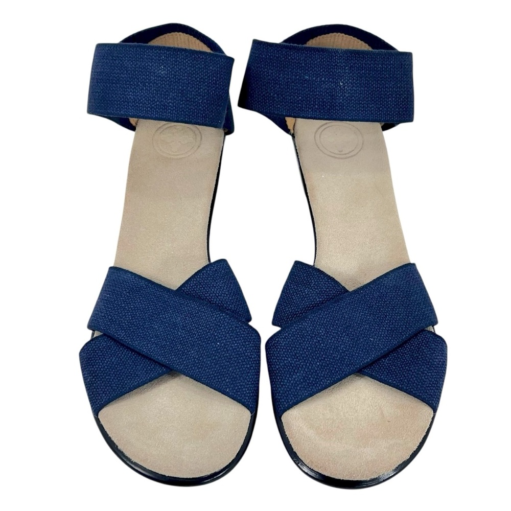 Charleston Shoe Co. Lafayette Stretch Block Heeled Sandals in Navy - Picture 2 of 8